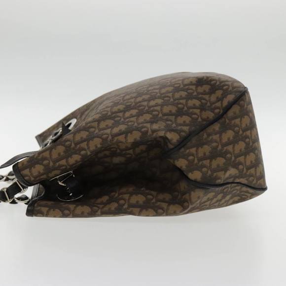 Christian Dior Trotter Romantic Tote Bag PVC Leather Brown Silver Auth 94254 - Picture 3 of 16